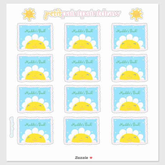Happy Sunshine Buchzeichen zum Personalisieren Aufkleber (Blatt)