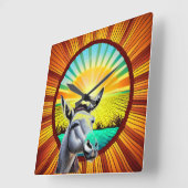 Happy Sunshine Donkey Quadratische Wanduhr (Winkel)