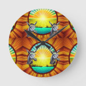 Happy Sunshine Donkey Runde Wanduhr (Vorderseite)