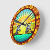 Happy Sunshine Donkey Runde Wanduhr (Winkel)