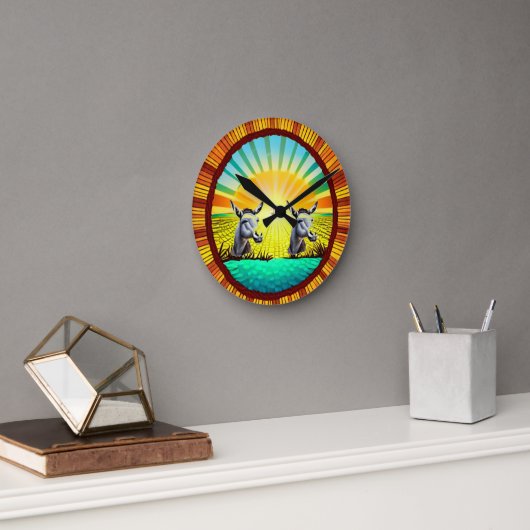 Happy Sunshine Donkey Runde Wanduhr (Büro)