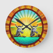Happy Sunshine Donkey Runde Wanduhr (Vorderseite)