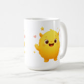 Happy Sunshine Monster Kids Mug — Cheerful Yellow Kaffeetasse (VorderseiteRechts)