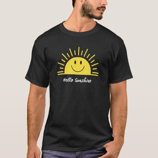 Happy Sunshine Niedlich Gelb Lächeln Gesicht Sonne T-Shirt (Vorderseite)