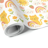 "Happy Sunshine & Rainbow Friends – Cute Kids Room Geschenkpapier (Rolleneckpunkt)