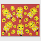 Happy Sunshine Sonnenblume Löwe Kinder Erwachsene Geschenkpapier (Flach)