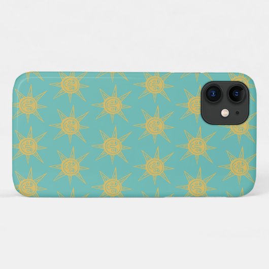 Happy Sunshine Suns Pattern aquamarin Case-Mate iPhone Hülle (Rückseite (Horizontal))