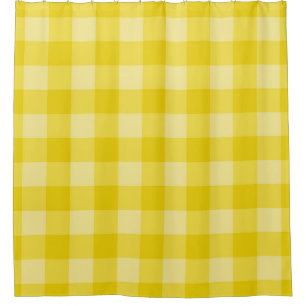 Happy Sunshine Yellow Checkered Squares Kariert Duschvorhang