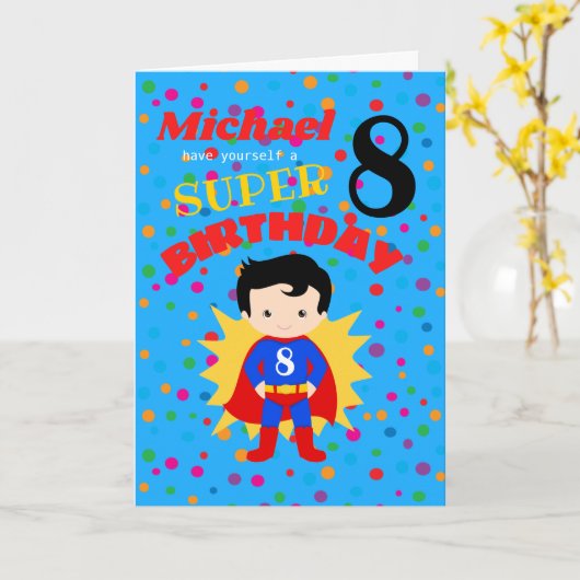 Happy Super Birthday - Junge Karte (Gelbe Blume)