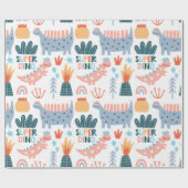 Happy Super Dino Geschenkpapier (Flach)