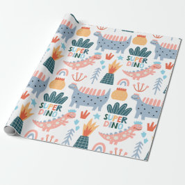 Happy Super Dino Geschenkpapier