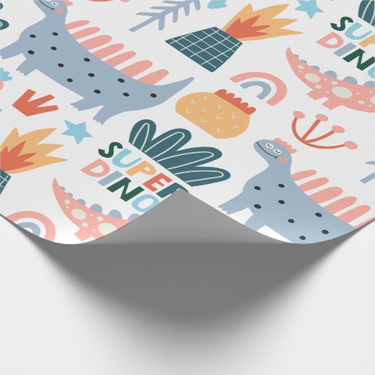 Happy Super Dino Geschenkpapier (Ecke)