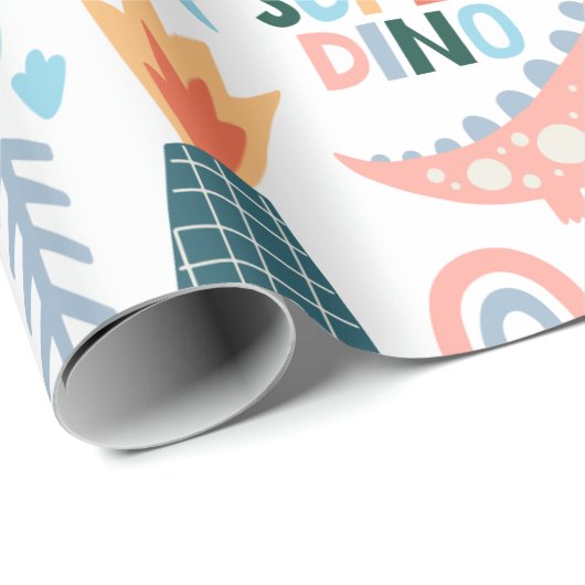 Happy Super Dino Geschenkpapier (Rolleneckpunkt)