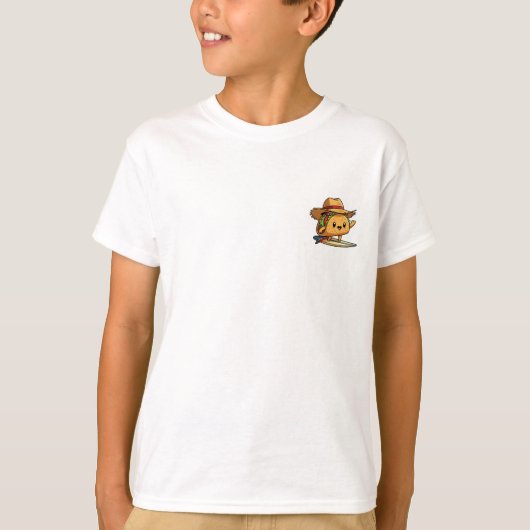 Happy Surfing Taco Character Wearing a Straw Hat T-Shirt (Vorderseite)