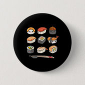 Happy Sushi Anime Kawaii Set Japanisch Food Lover Button (Vorderseite)
