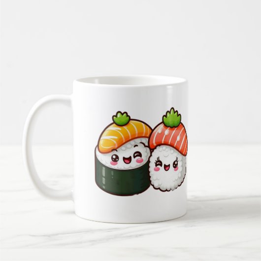 Happy Sushi - Fun Kawaii Art Kaffeetasse (Links)