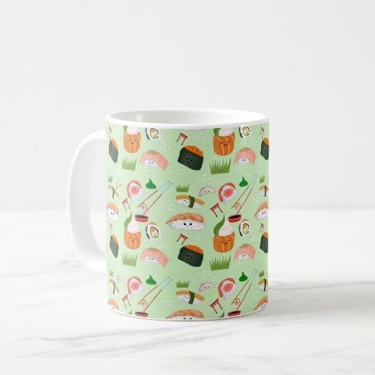 Happy Sushi Kawaii Kaffeetasse (Vorderseite Links)
