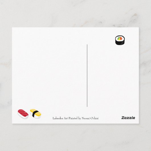 Happy Sushi Party Labradors Postkarte (Rückseite)