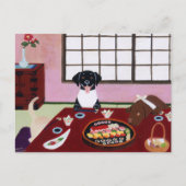 Happy Sushi Party Labradors Postkarte (Vorderseite)