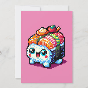 Happy Sushi Roll - Niedliche Pixel Art japanisches Feiertagskarte