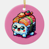 Happy Sushi Roll - Niedliche Pixel Art japanisches Keramik Ornament (Vorne)