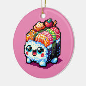 Happy Sushi Roll - Niedliche Pixel Art japanisches Keramik Ornament (Links)