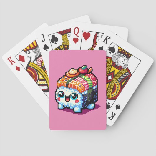 Happy Sushi Roll - Niedliche Pixel Art japanisches Spielkarten (Rückseite)