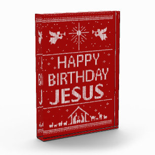 Happy Sweater Geburtstag Jesus Christlich - Rot Fotoblock