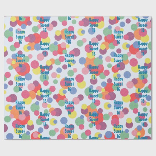 Happy Sweet 16 Birthday Wrapping Paper Geschenkpapier (Flach)