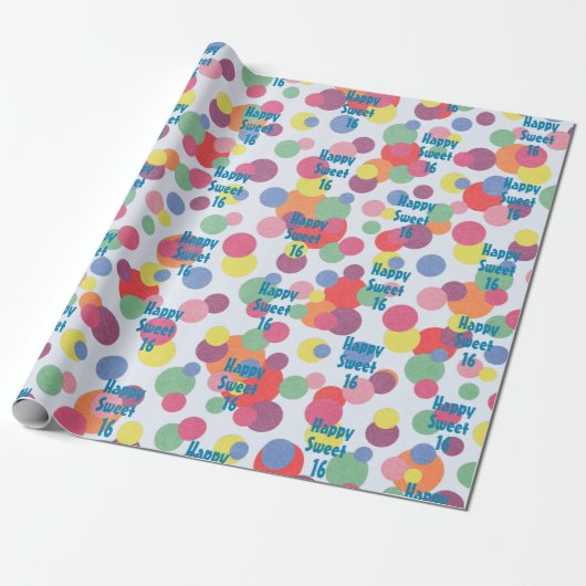 Happy Sweet 16 Birthday Wrapping Paper Geschenkpapier (Ungerollt)