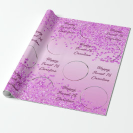 Happy Sweet 16 Falling Pink Glitzer & Foto Geschenkpapier