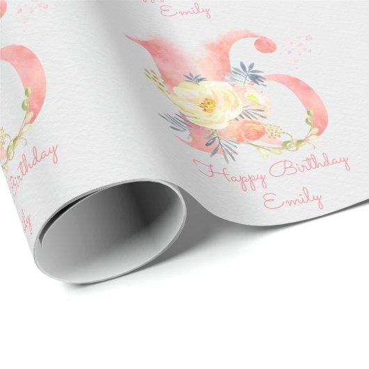 Happy Sweet 16 Floral 16. Geburtstag Geschenkpapier (Rolleneckpunkt)