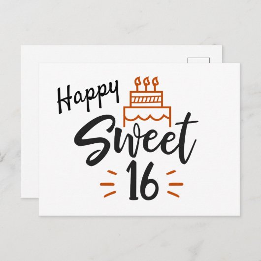 Happy Sweet 16 Geburtstag Postkarte (Vorne/Hinten)
