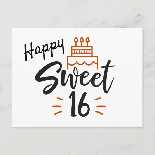 Happy Sweet 16 Geburtstag Postkarte (Vorderseite)