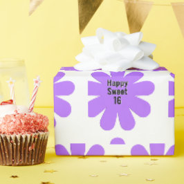 Happy Sweet 16 Lila Daisy Geschenkpapier