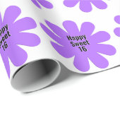 Happy Sweet 16 Lila Daisy Geschenkpapier (Rolleneckpunkt)