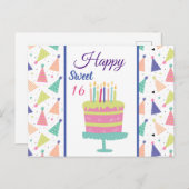 Happy Sweet 16 Postkarte (Vorne/Hinten)
