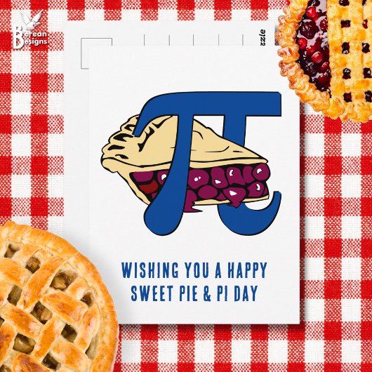 Happy Sweet Cherry Pie PI DAY Postkarte