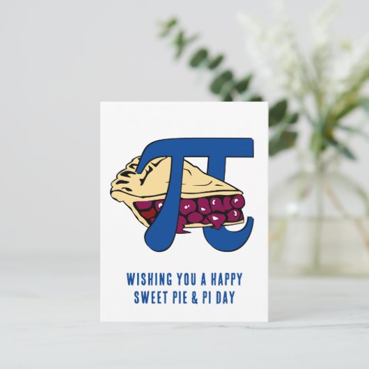 Happy Sweet Cherry Pie PI DAY Postkarte (Stehend Vorderseite)