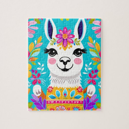 Happy Sweet Floral Llama Jigsaw Puzzle (Vertikal)