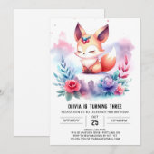 Happy Sweet Fox Geburtstag digital Einladung (Vorne/Hinten)