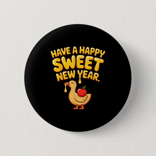 Happy Sweet New Year Goose Cookie Rosh Hashanah  Button (Vorderseite)