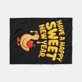 Happy Sweet New Year Goose Cookie Rosh Hashanah Fleecedecke (Vorderseite (Horizontal))