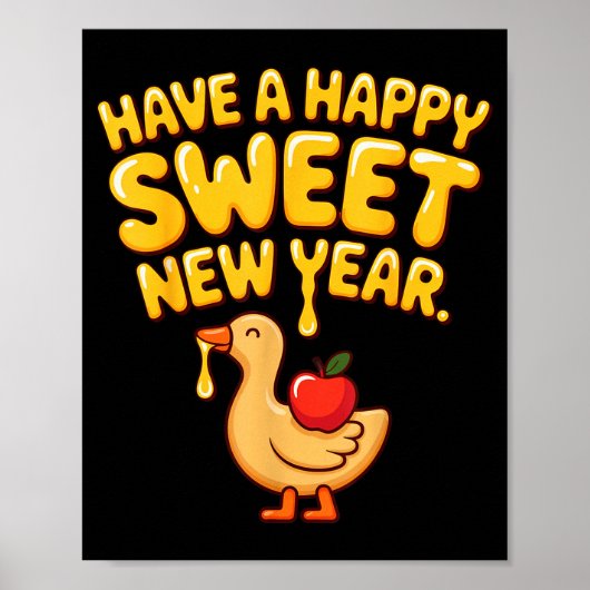 Happy Sweet New Year Goose Cookie Rosh Hashanah Poster (Vorne)