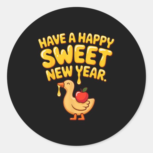Happy Sweet New Year Goose Cookie Rosh Hashanah Runder Aufkleber (Vorderseite)