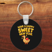 Happy Sweet New Year Goose Cookie Rosh Hashanah Schlüsselanhänger (Vorderseite)