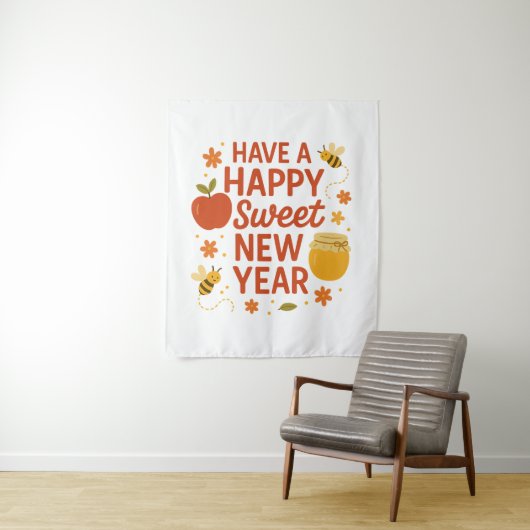 Happy Sweet New Year Wandteppich (Beispiel)
