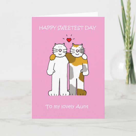 Happy Sweetest Day, Aunt, Cartoon Cats. Karte (Vorderseite)