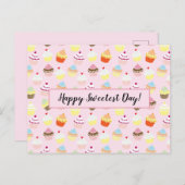 Happy Sweetest Day Niedlich Cupcake Muster Postkar Postkarte (Vorne/Hinten)