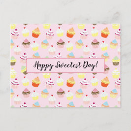 Happy Sweetest Day Niedlich Cupcake Muster Postkar Postkarte